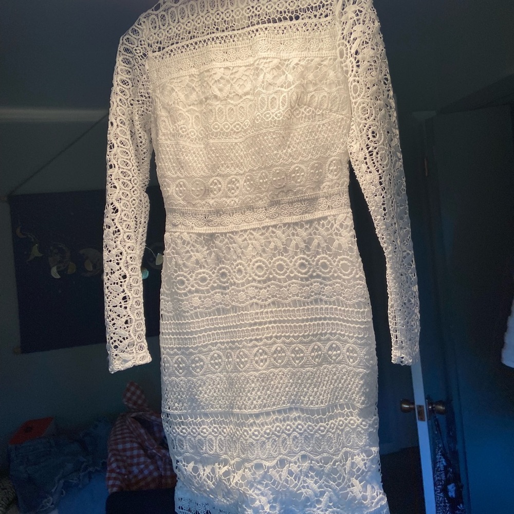 White Allover Lace Dress - Picture 7 of 8